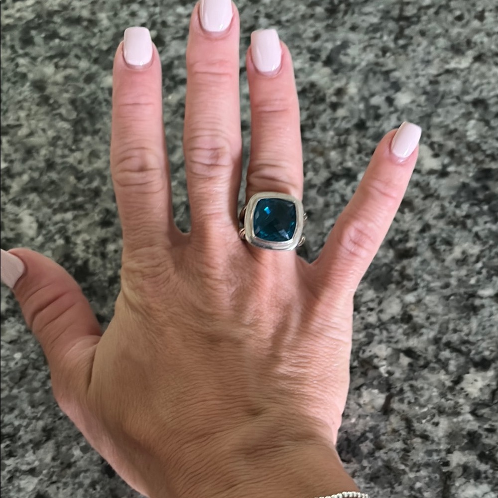 David Yurman Blue Topaz Albion Ring, Size  6.5